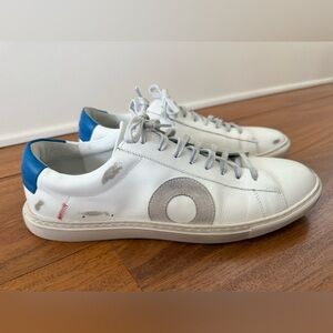 Oliver Cabell Low 1 Distressed White Cowboy Colorway Sneaker, EU 44 US 10.5, 11